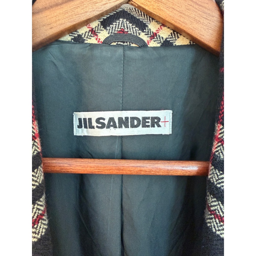 Jil Sander+ Plaid Wool Cashmere Blazer Women 38 IT Black Tan Red Italian Luxury - Picture 2 of 12